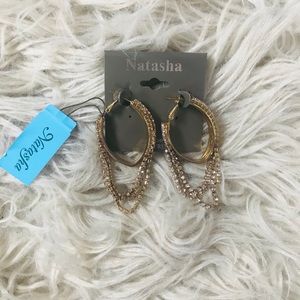 Gold Oval Hang Earrings